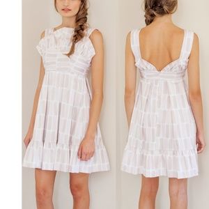 Plante Lilac Dress in Blush Stripe Sweetheart Ruff